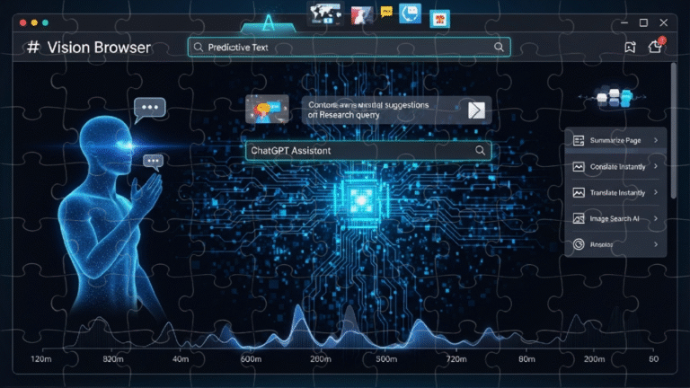 مرورگر ChatGPT Atlas در حال نمایش محیط هوش مصنوعی و مرور وب در سال ۲۰۲۵