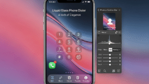چهار اپ اصلی اپل در تصویر نمایش داده شده‌اند؛ Music با کنترل جدید، Messages با پاسخ هوشمند، Photos با تشخیص چهره بهتر، و Notes با امکان یادداشت صوتی مبتنی بر AI.
