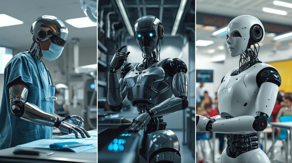 تصویری از Neo Humanoid Robot در نقش معلم، پزشک و کارگر صنعتی