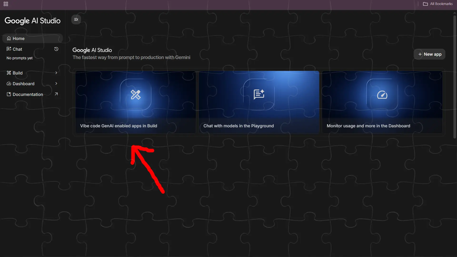 Alt Text: vibe coding dashboard in Google AI Studio