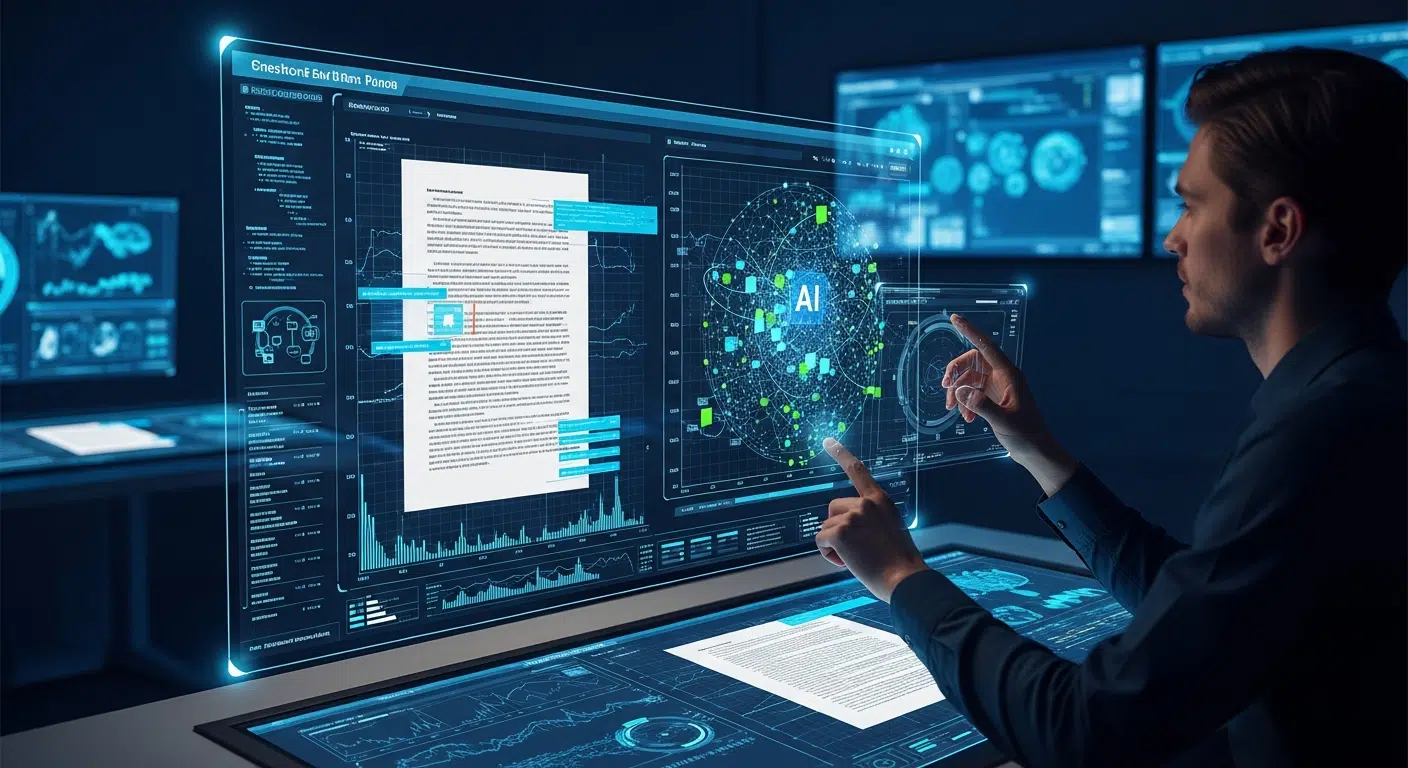A researcher using Google's artificial intelligence tool to analyze scientific articles.
