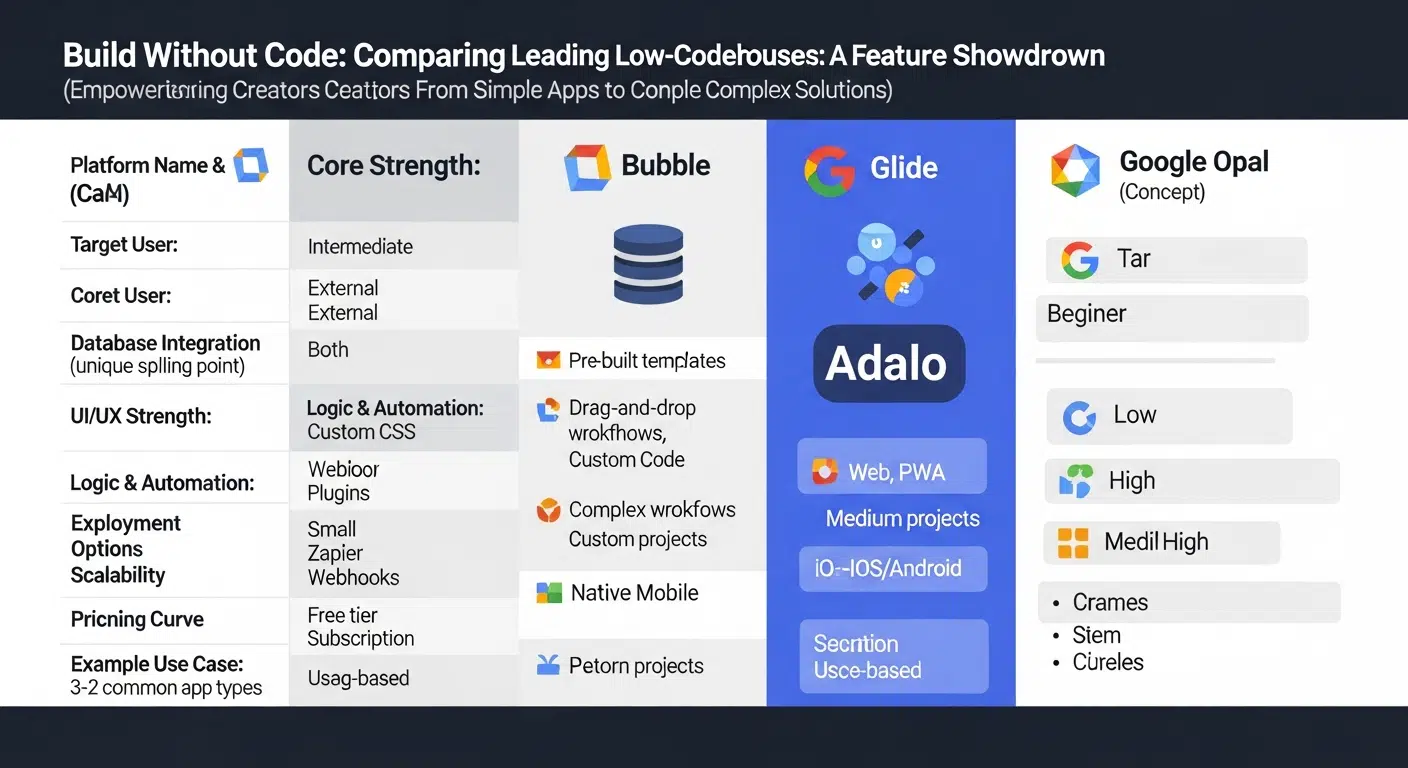 Comparing Google Opal to other no-code tools