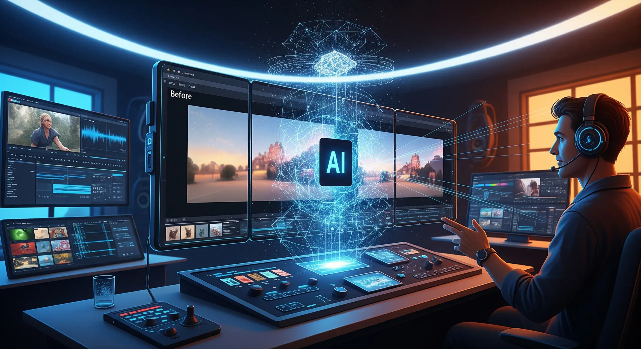 Graphic of Adobe AI improving video clarity