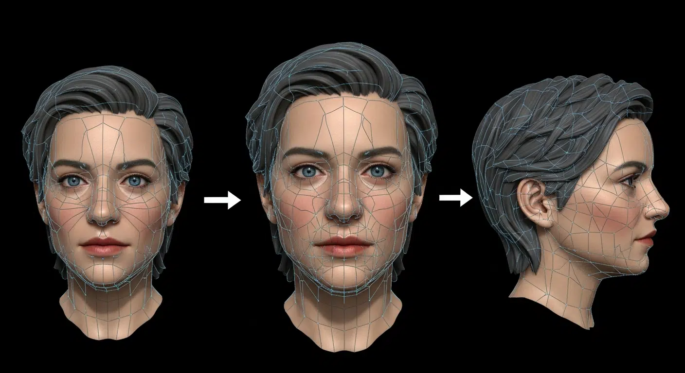 The 3D facial reconstruction process in the 2wai application with photos and videos