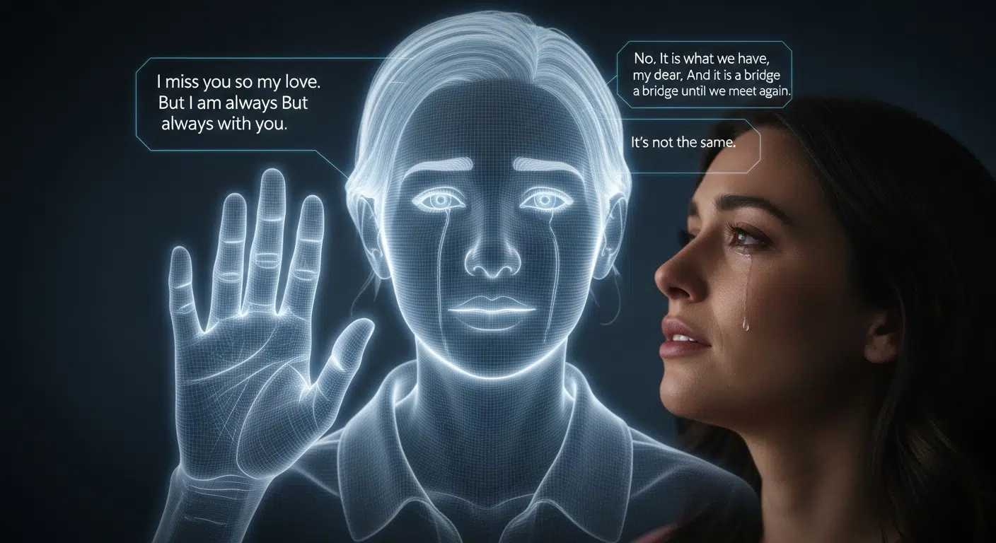 User conversation with a 3D avatar of a deceased person in the 2wai app